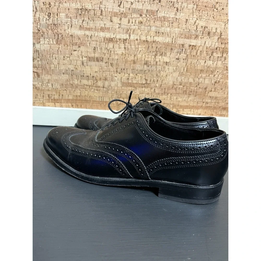 Florsheim Dress Shoes Mens 9 D Oxford Black Leather Lace Up‎ Wingtip Low